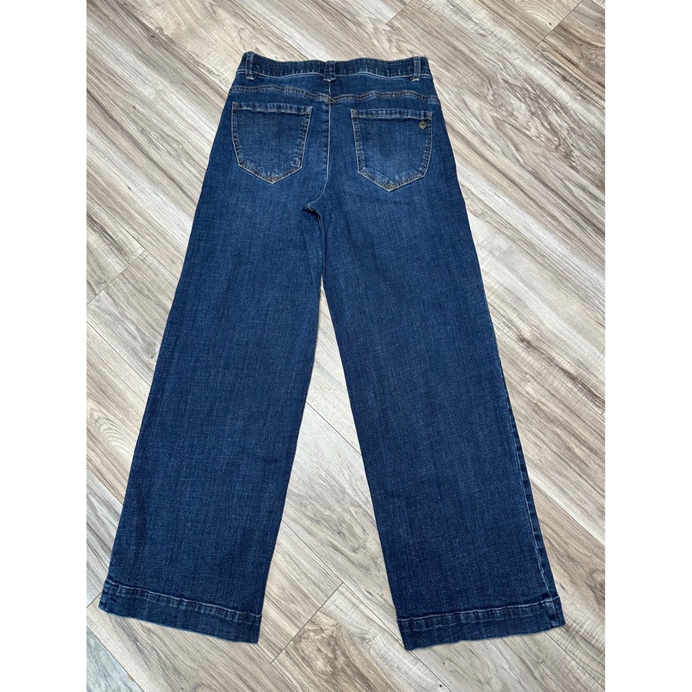 Democracy "Ab"solution Wide Leg Jeans Dark Wash Petite Size 4P - Picture 2 of 7
